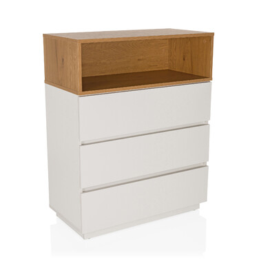 Комод MELMO K 80x40x100 см 3 шухляди білий/дуб hjh LIVING