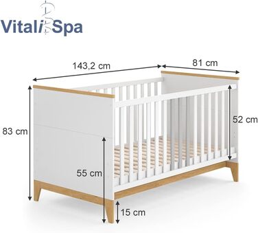 Дитяче ліжко VitaliSpa Malia, кашеміровий дуб, 143.2x81 см
