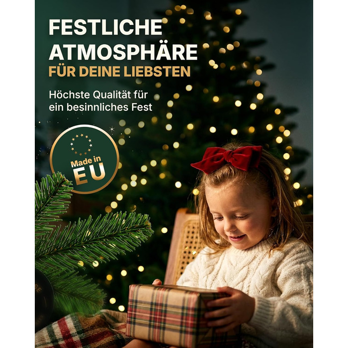 Штучна ялинка TreesHouse Scandinavian Spruce 180 см, реалістична зелена хвоя, підставка з FSC-дерева