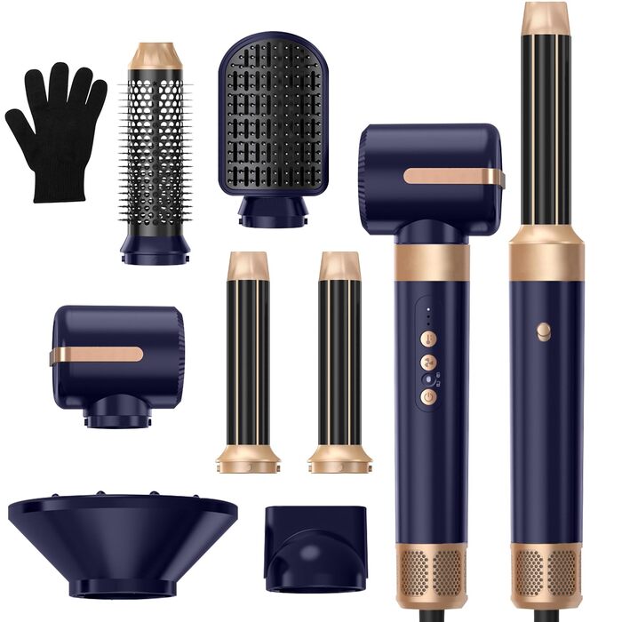 UKLISS Airstyler Pro 7-в-1: Фен-щітка з дифузором, 1400 Вт, 110000 об/хв для сушіння, завивки та випрямлення волосся (фіолетовий)