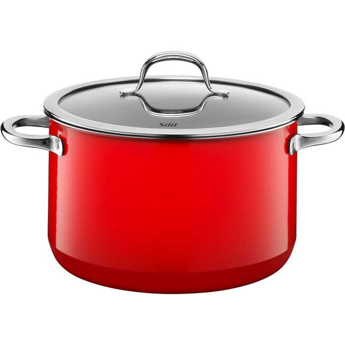 Набір каструль Silit Passion Red 4 предмети, силарганова кераміка, з жаровнею та скляними кришками, для індукції, червоний