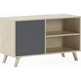 ТВ-тумба Skraut Home Wind 100 Puccini для вітальні, 57x95x40 см, сіра, для телевізора 32/40 дюймів, флігельні двері Puccini