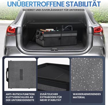 Складаний органайзер у багажник автомобіля HELDENWERK® Premium з антиковзаючим кріпленням на липучках, темно-сірий