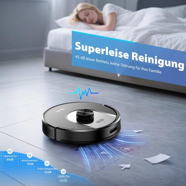 Робот-пилосос з функцією миття Tikom L8000 Pro, 6000Pa, LiDAR, 150 хв, APP, 14 зон, для тварин, килимів та твердих підлог, чорний