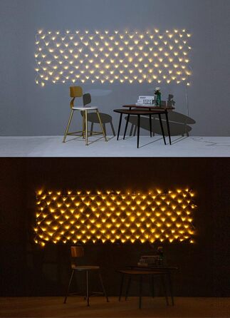 Світлодіодна сітка-гардина Gresonic 240 LED, тепле біле світло, для декору, всередину і на вулицю, з вилкою, постійне світіння, для Різдва та весілля