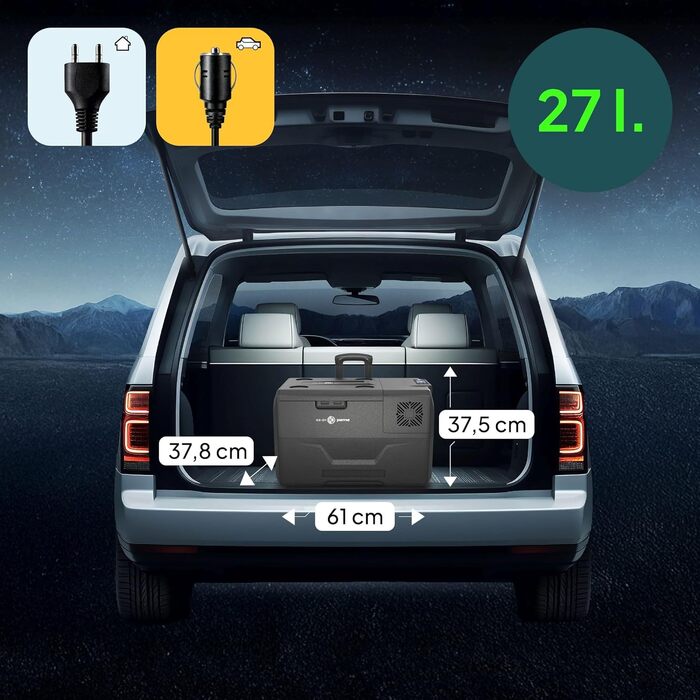 Автомобільний компресорний холодильник Peme Expedition XL (Dark Sky) 27/39L: електричний, портативний, для кемпінгу, з підігрівом та функцією морозильної камери (12/24V, 220-240V)