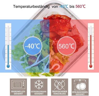 GENICOOK Набір із 24 предметів  для зберігання продуктів із кришками, герметичні ємності для їжі, скляні ланч-бокси для кухні, сірий