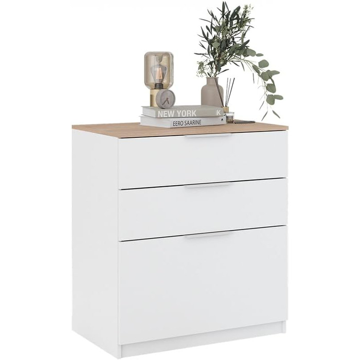Комод Vicco Betti 80x90 см, білий/сонома, з 3 шухлядами