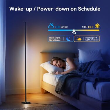 LED торшер кутовий RGB 60 см для вітальні, димується, з пультом та додатком, музичні режими, DIY, таймер - для спальні, геймінгу