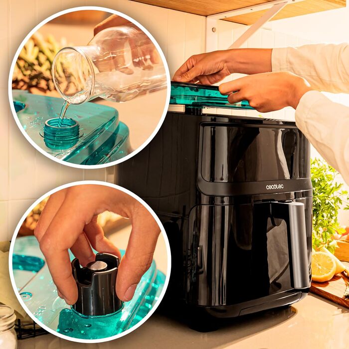 Аерофритюрниця без олії Cecotec Cecofry Mist 7000, 7 л, 1700 Вт, 4-в-1: фритюрниця, пароварка, ферментер, сушарка, 1,4 л резервуар для води, 8 програм, 40-200°C