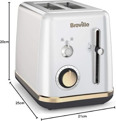 Тостер Breville Mostra для 2 скибок з підставкою для булочок, сріблястий з золотими акцентами