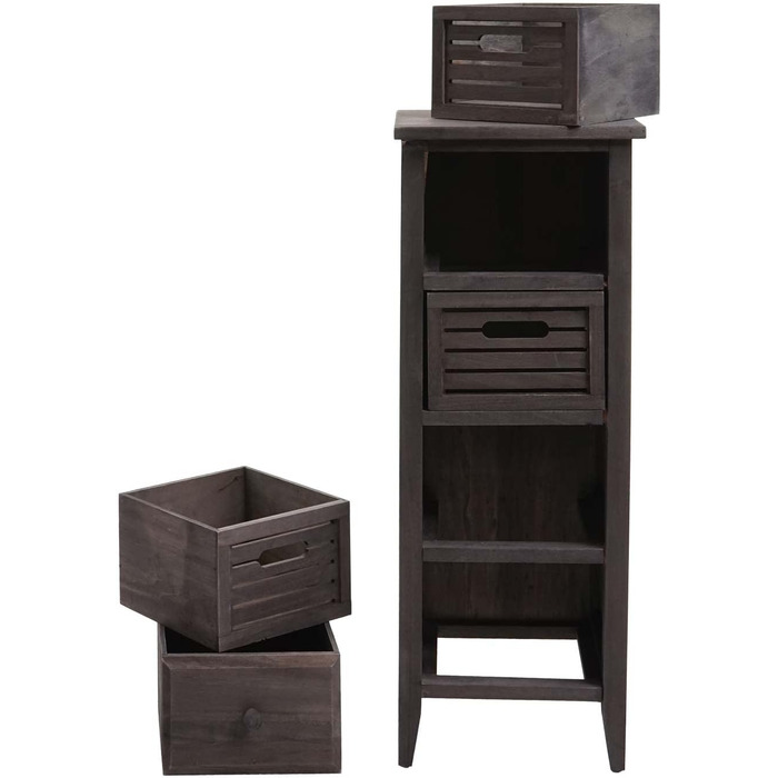 Комод Mendler T18 з 4 шухлядами, 74x30x25 см, вінтажний шафка у стилі шеббі-шик, сірий/коричневий