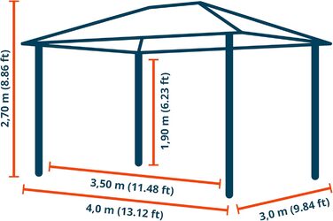 Павільйон садовий TOOLPORT 3x4 м ALU Premium, шампань, водонепроникний дах 220 г/м²