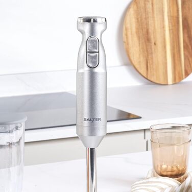 Блендер Salter Aspen Blend & Whisk Pro 2-в-1, погружний міксер та вінчик, електричний подрібнювач, нержавіюча сталь, змінна швидкість, 700 мл, 1000 Вт, сріблястий