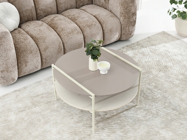 Журнальний стіл Mebel-Partner круглий, 80 x 80 x 45 см, кремовий, відтінки бежевого