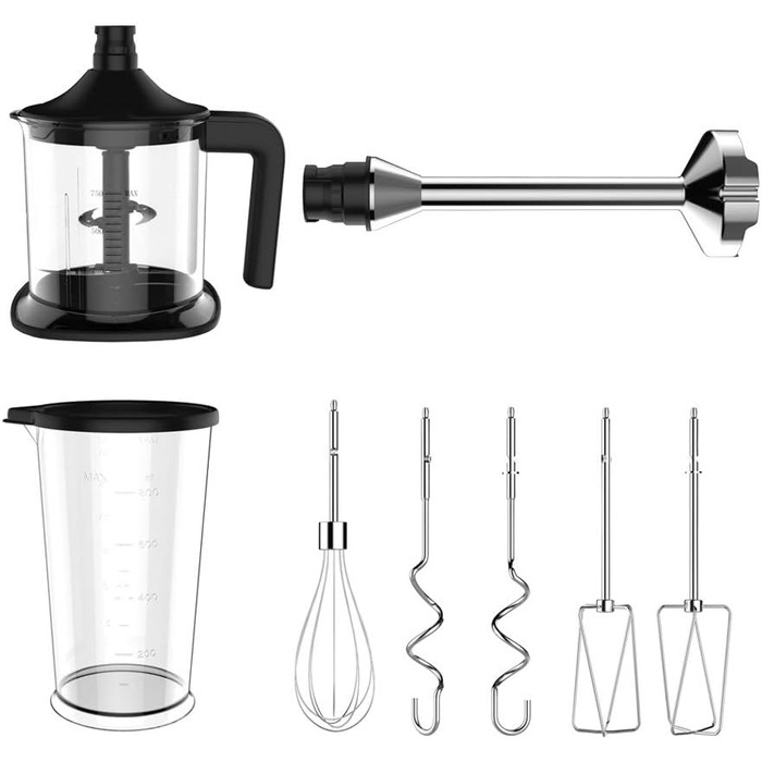 Ручний міксер GASTROBACK 40983 Design Pro, 500 Вт, 5 швидкостей, турборежим, алюмінієвий корпус, сріблясто-чорний