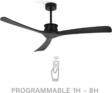 Вентилятор стельовий Windlarge Schwarz з Wi-Fi та пультом ДК, Ø152 см, 40W, 6 швидкостей, DC-мотор, літній/зимовий режим
