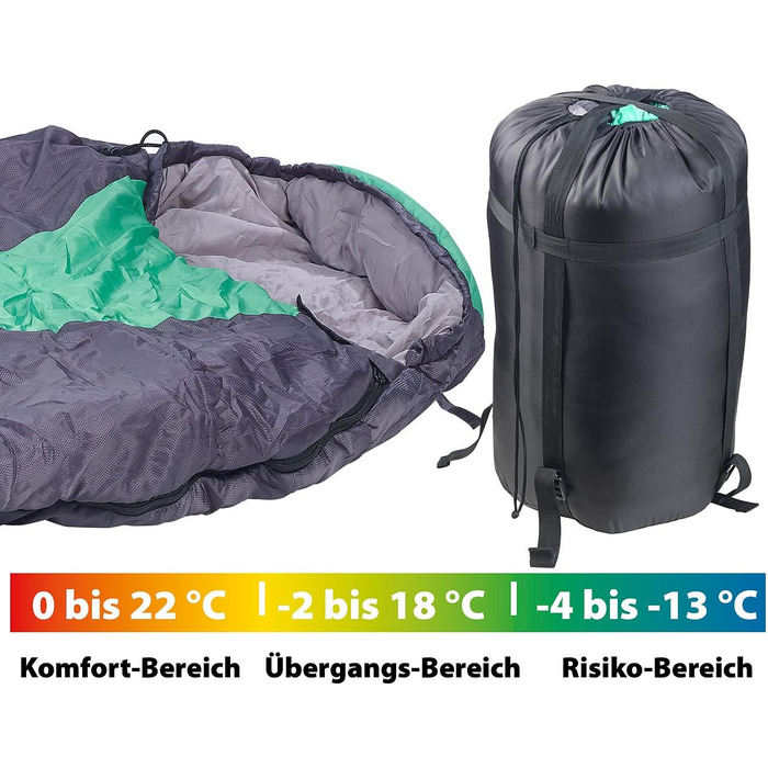 Спальний мішок Semptec Urban Survival Technology мумія для кемпінгу, 3-сезонний, 400 г/м², 230x85x70 см, компактний, для намету і туристичних походів