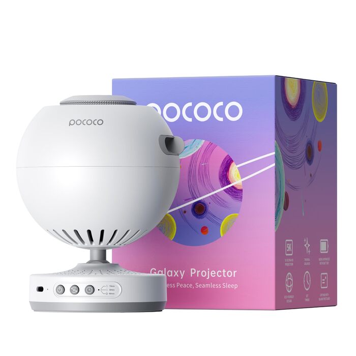 POCOCO Зоряний Проектор Sternenhimmel: LED Галактика, Планетарій для Дітей та Дорослих, Нічник Aurora з 2 Дисками, Таймером, для Розслаблення