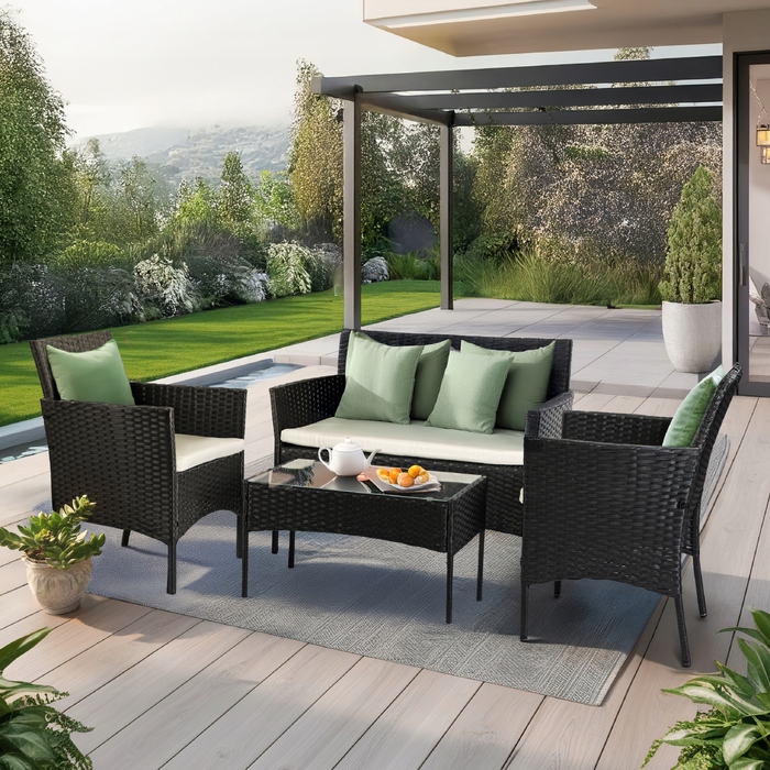 Комплект садових меблів MEBEL ELITE з пластику, чорний, 4 предмети