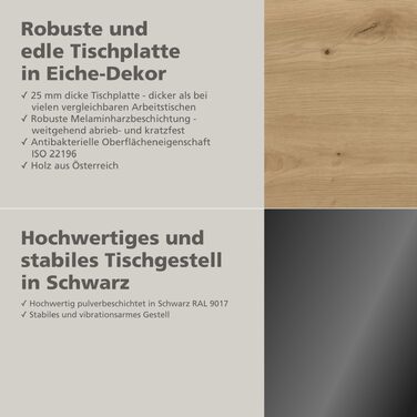 Електричний стіл KRIEG HighDesk SMART з регулюванням висоти 140x80 см, чорний/дуб - стіл для роботи сидячи та стоячи