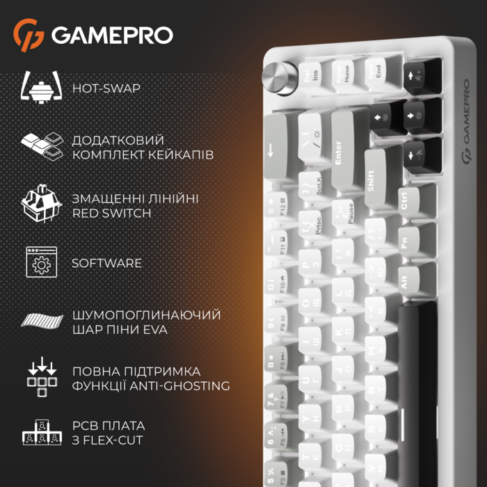 Механічна клавіатура GamePro Genesis Silverlight  (MK116)