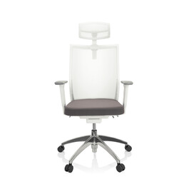 Офісне крісло / Крісло з поворотним механізмом ASPEN WHITE PRO з сітчастою спинкою (прозорий матеріал) / сіре сидіння hjh OFFICE