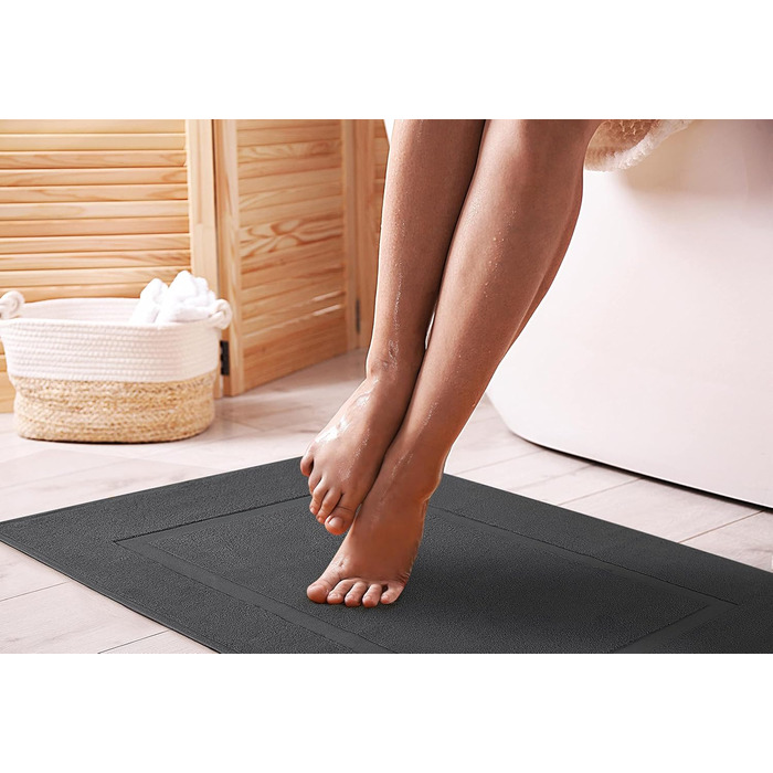 Бавовняний килимок для ванної Utopia Towels, 2 шт, 53x86 см, сірий, махровий, праний