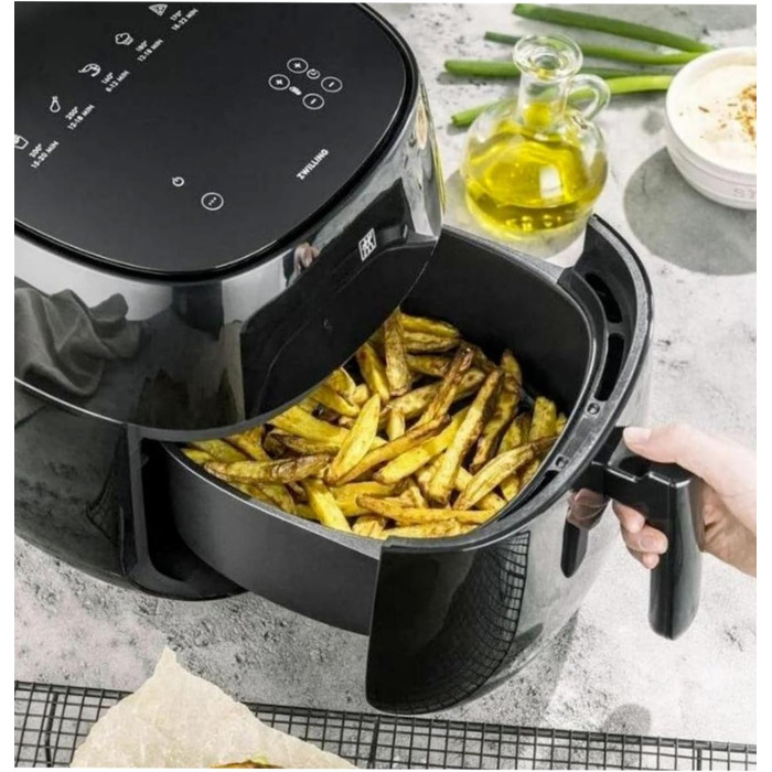 Аерофритюрниця ZWILLING Airfryer 4L, 1400 Вт, 6 програм, компактна мультипіч для смаження, запікання та готування без олії, чорна