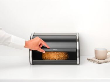 Хлібниця Brabantia Rollbrotkasten для хліба та булочок, сталева, матово-чорна, середній розмір