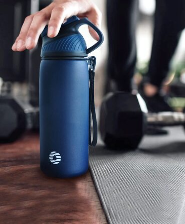 Термобутиль Fjbottle зі сталі нержавіючої з магнітною кришкою, герметична спортивна пляшка для води та напоїв (BPA-free), підходить для газованих напоїв, темно-синя, 1000 мл