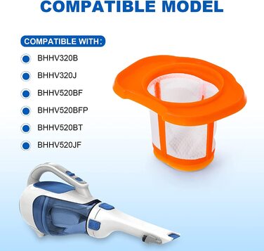 Набір з 4 фільтрів для ручного пилососа Black+Decker BHHV320B/BHHV320J/BHHV520BF/BHHV520BFP/BHHV520BT/BHHV520JF, змінні HEPA фільтри для бездротових пилососів