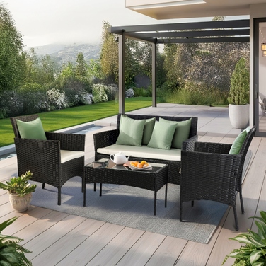 Комплект садових меблів MEBEL ELITE з пластику, чорний, 4 предмети
