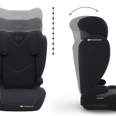 Дитяче автокрісло Kinderkraft I-SPARK 2 PRO (100-150 см), 2в1, стандарт i-Size, чорне
