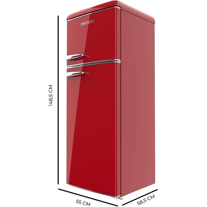 Холодильник Cecotec Bolero CoolMarket 2D Origin 86L - 89,3 x 48,7 см, 86 л, Клас E, з відділенням для льоду, підсвічуванням, червоний