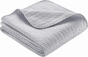 Покривало Ibena Nancy 140x210 см – сучасний дизайн, машинне прання, однотонний плед для ліжка, світло-сірий з візерунком «коса»