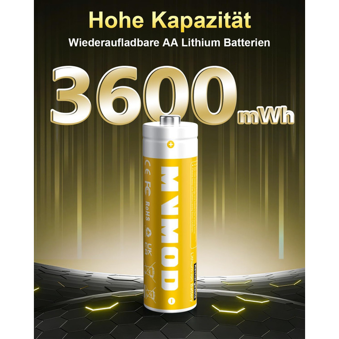 Набір акумуляторів AA 1.5V 3600mWh (12 шт.) з зарядним пристроєм та кейсом для зберігання, білий