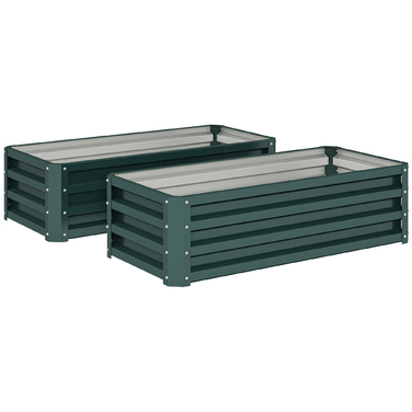 Набір з 2-х металевихRaised Garden Beds (Високі грядки), Відкритий ґрунт, Для саду та балкону, 110x50x30 см, Зелений