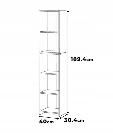 Стелаж Stiv-Meble, дуб вотан, 40 x 189,4 x 30,4 см
