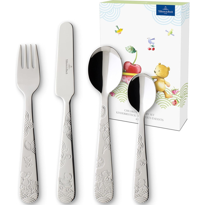 Набір дитячого столового прибору Villeroy & Boch Hungry As A Bear (4 шт.), нержавіюча сталь, безпечний, для дітей