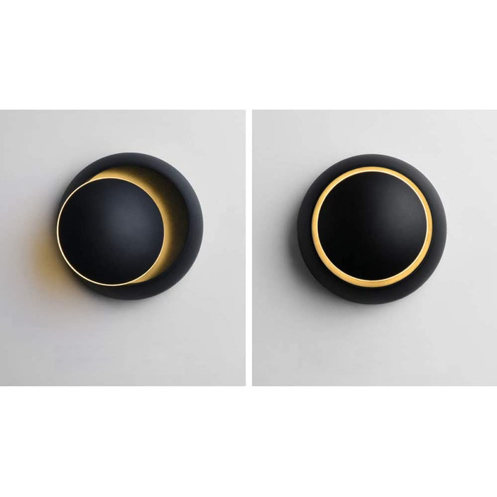 Сучасний настінний світильник LED Eclipse, креативна настінна лампа, тепле біле світло, 2 в 1, стельова LED лампа 5W, чорний метал, для спальні, вітальні, коридору