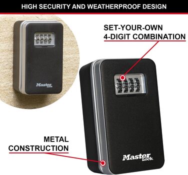 Сейф-ключниця Master Lock з кодовим замком для настінного монтажу, вологозахищена для зовнішнього використання, середній розмір (набір 2 шт.)