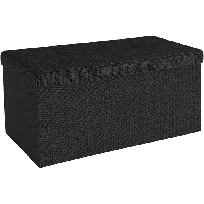 Складана пуф-лавка INTIRILIFE 76x38x38 см, чорна, тканинна з кришкою та відсіком для зберігання, пуф-куб, сидіння, підставка для ніг, органайзер