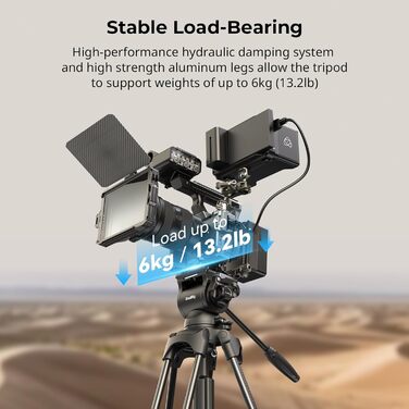 Відеоштатив SMALLRIG AD-01S, 74'', з флюїдною головкою, швидкознімна плита, до 6 кг для DSLR, відеокамер, фотоапаратів