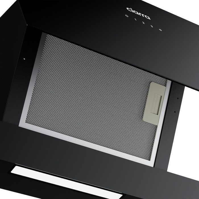 Похила витяжка для кухні CIARRA CBCS6765C 60 см, Edelstahl Glass, біла/чорна, 580 м³/год, з вугільним фільтром CBCF055, сенсорне керування, настінна