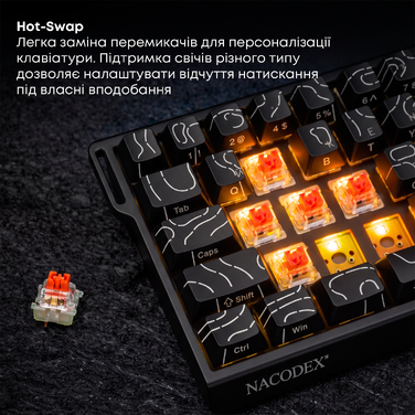 Дротова механічна клавіатура Ajazz NK68 V2 Red Switch (NK68-V2-R-S-W)