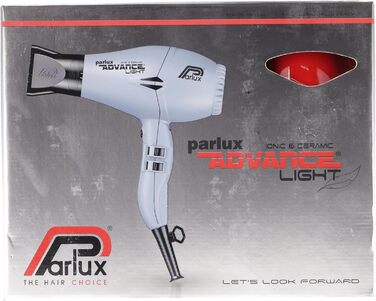 Фен Parlux Advance Light Ionic & Ceramic 2200 Вт, легкий, компактний, професійний, для всіх типів волосся, червоний, без насадки Softstyler