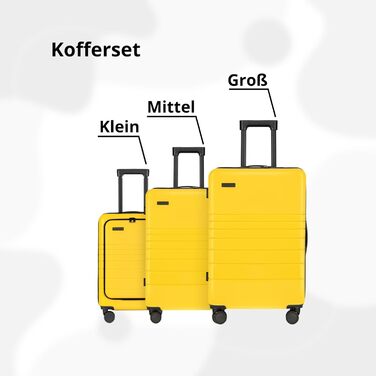 Валіза ETERNITIVE з ABS, жорсткий чемодан на 4 подвійних колесах 360°, з TSA-замком, набір з 3-х валіз, жовтий