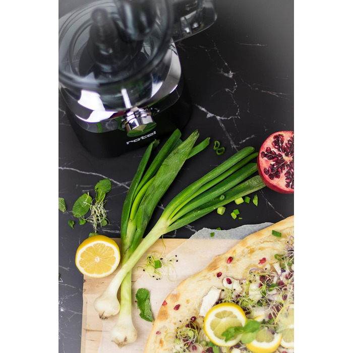 Кухонний комбайн Rotel 1436550, мультифункціональний, електричний подрібнювач, міксер, терка, цитрус-прес, нержавіюча сталь, пластик, чорний, 38,5x24,6x11,9 см