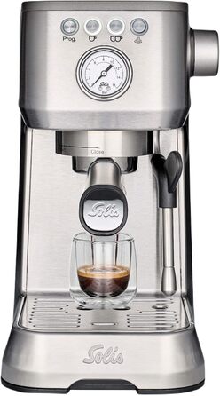 Кавомашина Solis Barista Perfetta Plus V2, напівавтоматична, з капучинатором, програмована, знімний резервуар для води, функції гарячої води та пари, срібляста